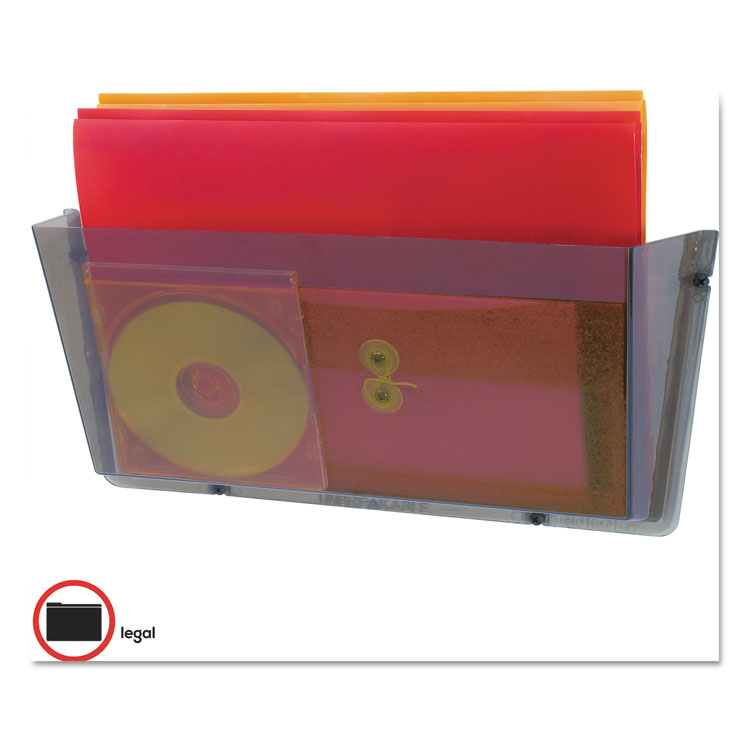 deflecto® Unbreakable DocuPocket Wall File, Legal Size, 17.5" x 3" x 6.5", Smoke (DEF64302) Each