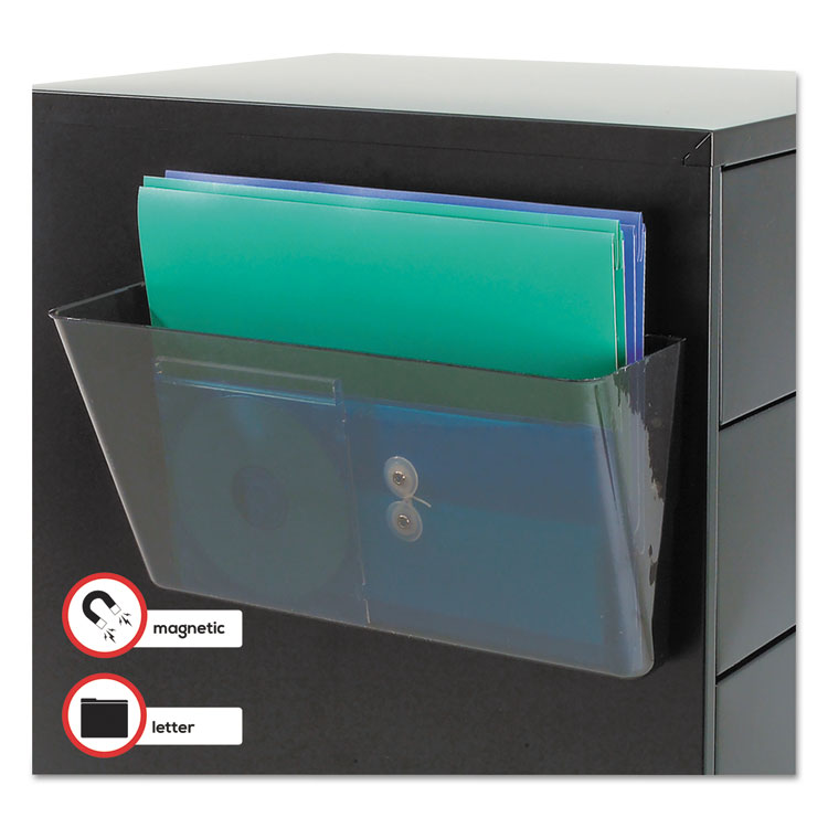 deflecto® Magnetic DocuPocket Wall File, Letter Size, 13" x 4" x 7", Smoke (DEF73102) Each