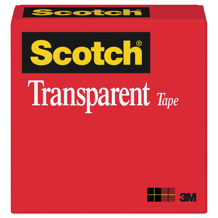 Scotch® Transparent Tape, 1" Core, 0.5" x 36 yds, Transparent (MMM600121296)