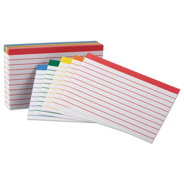 Oxford™ Color Coded Ruled Index Cards, 3 x 5, Assorted Colors, 100/Pack (OXF04753)