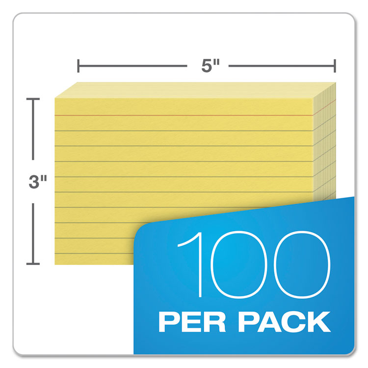 Oxford™ Ruled Index Cards, 3 x 5, Canary, 100/Pack (OXF7321CAN)