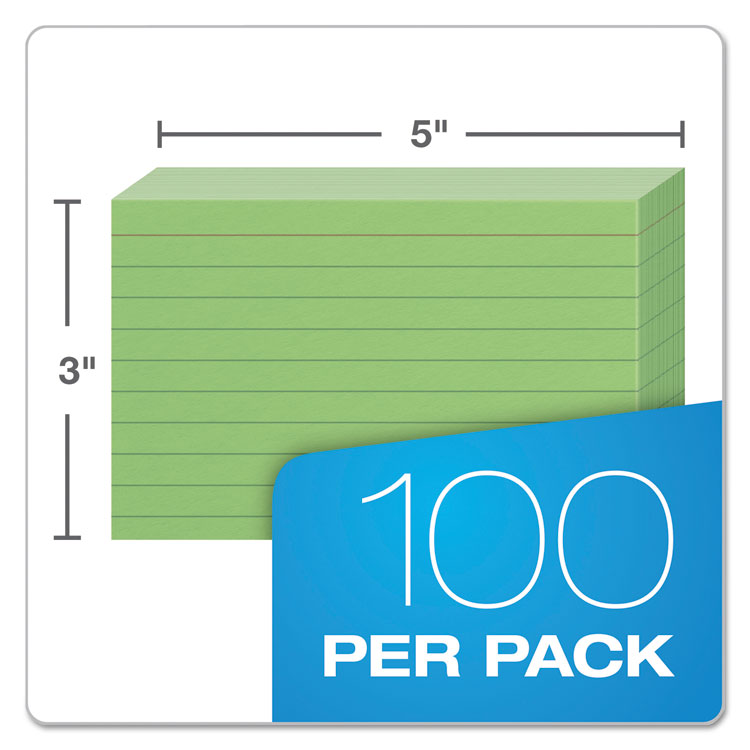 Oxford™ Ruled Index Cards, 3 x 5, Green, 100/Pack (OXF7321GRE)