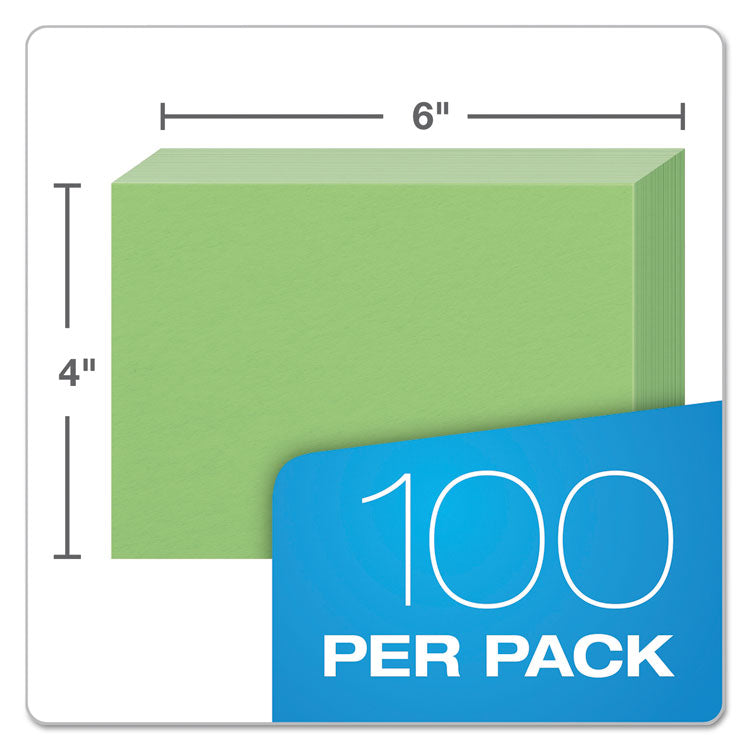 Oxford™ Unruled Index Cards, 4 x 6, Green, 100/Pack (OXF7420GRE)