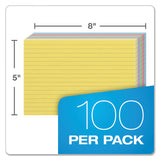 Oxford™ Ruled Index Cards, 5 x 8, Blue/Violet/Canary/Green/Cherry, 100/Pack (OXF35810) Pack of 100