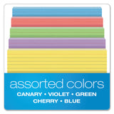 Oxford™ Ruled Index Cards, 5 x 8, Blue/Violet/Canary/Green/Cherry, 100/Pack (OXF35810) Pack of 100