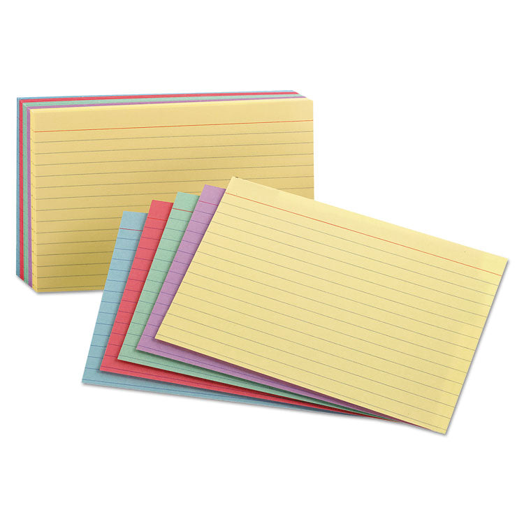 Oxford™ Ruled Index Cards, 5 x 8, Blue/Violet/Canary/Green/Cherry, 100/Pack (OXF35810) Pack of 100