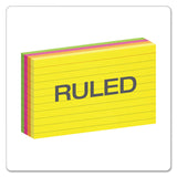 Oxford™ Ruled Index Cards, 3 x 5, Glow Green/Yellow, Orange/Pink, 100/Pack (OXF40279) Pack of 100