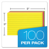 Oxford™ Ruled Index Cards, 3 x 5, Glow Green/Yellow, Orange/Pink, 100/Pack (OXF40279) Pack of 100