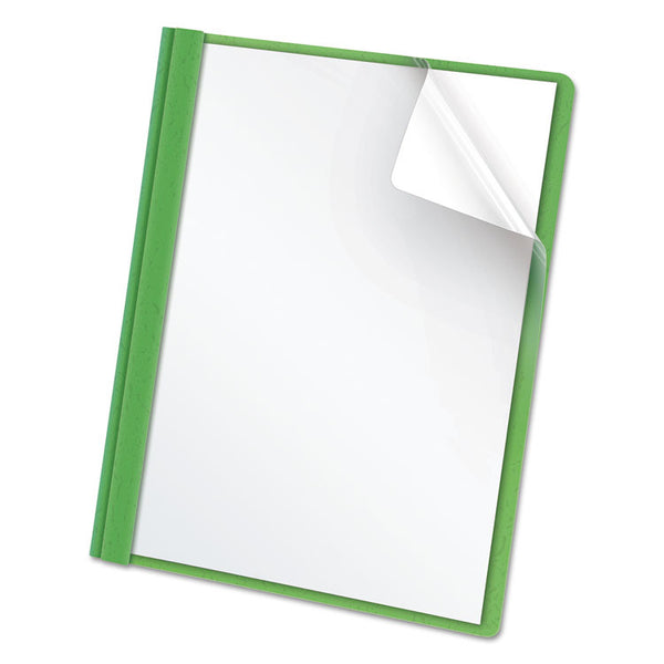 Oxford™ Clear Front Standard Grade Report Cover, Three-Prong Fastener, 0.5" Capacity, 8.5 x 11, Clear/Green, 25/Box (OXF55807)