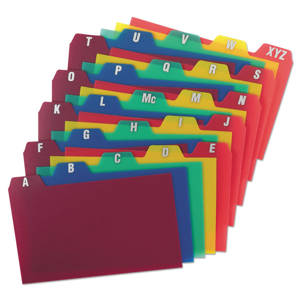 Oxford™ Durable Poly A-Z Card Guides, 1/5-Cut Top Tab, A to Z, 3 x 5, Assorted Colors, 25/Set (OXF73153)