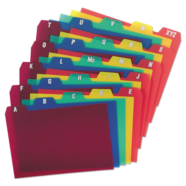 Oxford™ Durable Poly A-Z Card Guides, 1/5-Cut Top Tab, A to Z, 4 x 6, Assorted Colors, 25/Set (OXF73154)