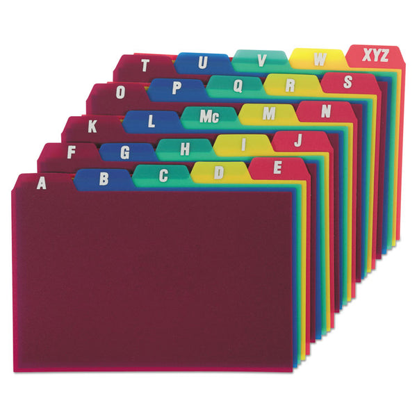 Oxford™ Durable Poly A-Z Card Guides, 1/5-Cut Top Tab, A to Z, 4 x 6, Assorted Colors, 25/Set (OXF73154)