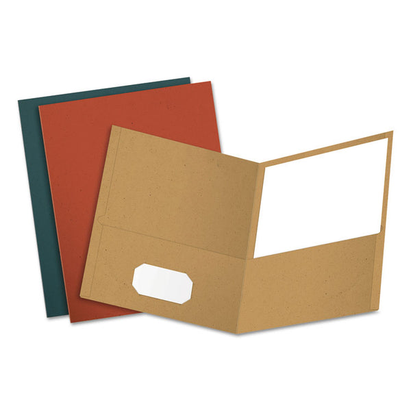 Oxford™ Earthwise by Oxford Recycled Paper Twin-Pocket Portfolio, 100-Sheet Capacity, 11 x 8.5, Assorted Colors, 25/Box (OXF78513)