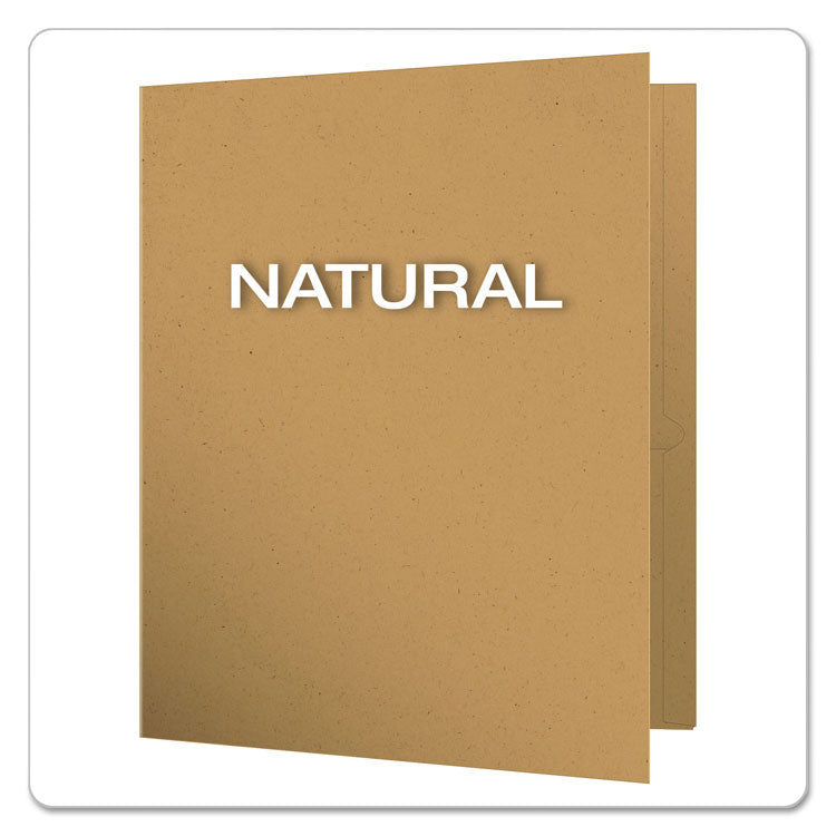 Oxford™ Earthwise by Oxford 100% Recycled Paper Twin-Pocket Portfolio, 100-Sheet Capacity, 11 x 8.5, Natural, 25/Box (OXF78542)