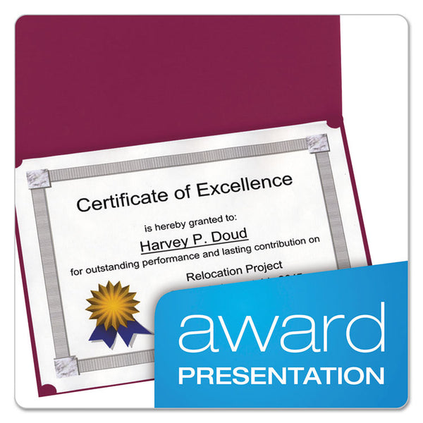 Oxford™ Certificate Holder, 11.25 x 8.75, Burgundy, 5/Pack (OXF29900585BGD) Pack of 5