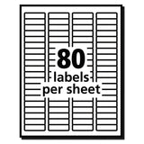 Avery® White Address Labels w/ Sure Feed Technology for Laser Printers, Laser Printers, 0.5 x 1.75, White, 80/Sheet, 250 Sheets/Box (AVE5967)