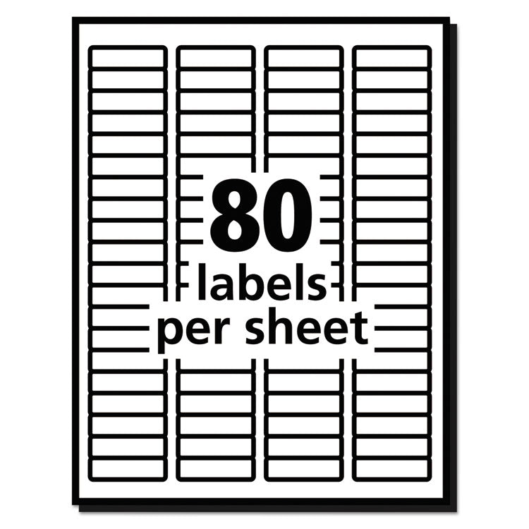 Avery® White Address Labels w/ Sure Feed Technology for Laser Printers, Laser Printers, 0.5 x 1.75, White, 80/Sheet, 250 Sheets/Box (AVE5967)