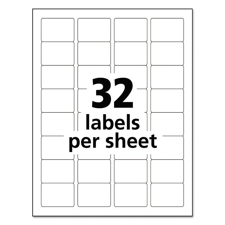 Avery® Durable Permanent ID Labels with TrueBlock Technology, Laser Printers, 1.25 x 1.75, White, 32/Sheet, 50 Sheets/Pack (AVE6576)