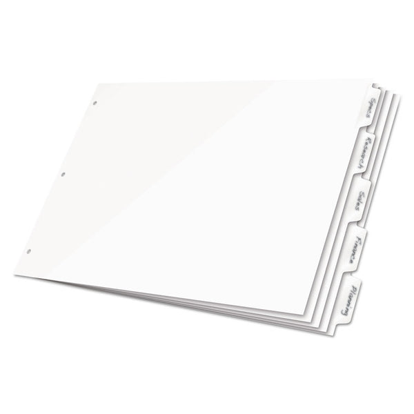 Cardinal® Write 'n Erase Tabloid Index Dividers, 5-Tab, 11 x 17, White, 1 Set (CRD84270) 1 Set of 5