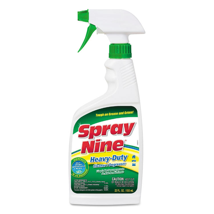 Spray Nine® Heavy Duty Cleaner/Degreaser/Disinfectant, Citrus Scent, 22 oz Trigger Spray Bottle, 12/Carton (ITW26825) Case of 12