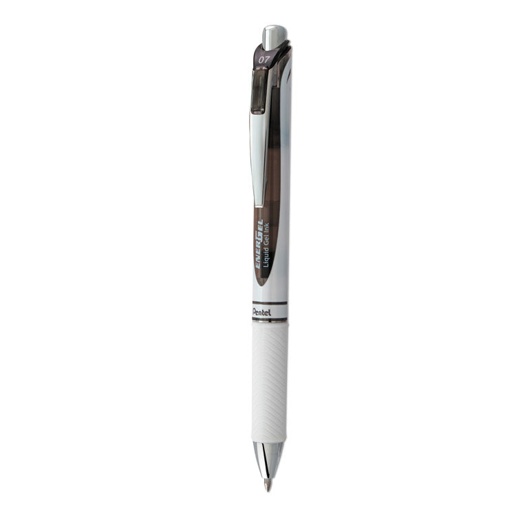 Pentel® EnerGel RTX Gel Pen, Retractable, Medium 0.7 mm, Black Ink, Smoke/Gray Barrel (PENBL77PWA)