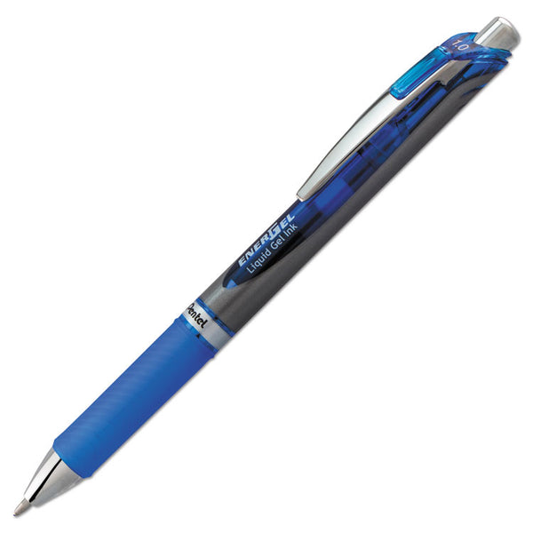 Pentel® EnerGel RTX Gel Pen, Retractable, Bold 1 mm, Blue Ink, Blue/Gray Barrel (PENBL80C)