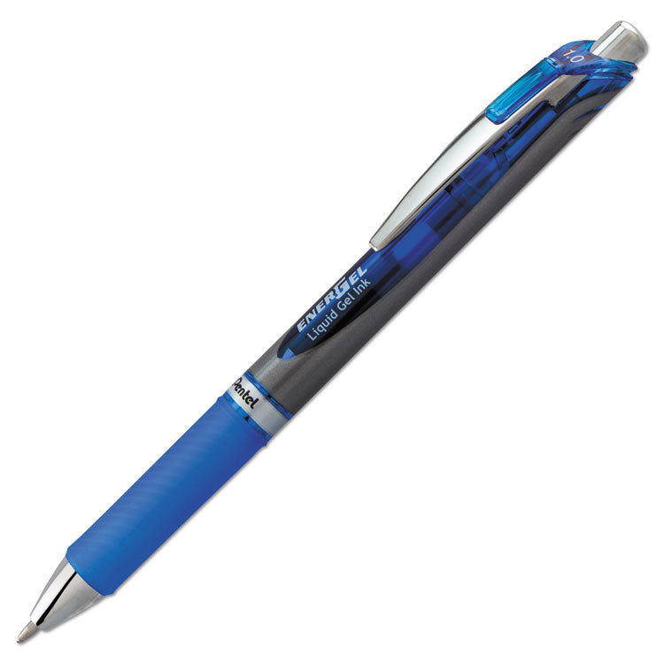 Pentel® EnerGel RTX Gel Pen, Retractable, Bold 1 mm, Blue Ink, Blue/Gray Barrel (PENBL80C) Each