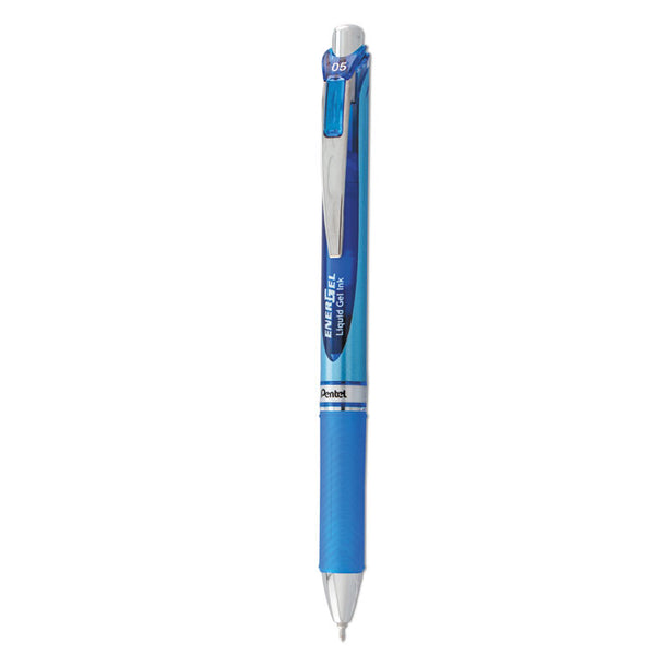 Pentel® EnerGel RTX Gel Pen, Retractable, Fine 0.5 mm Needle Tip, Blue Ink, Blue/Light Blue Barrel (PENBLN75C)