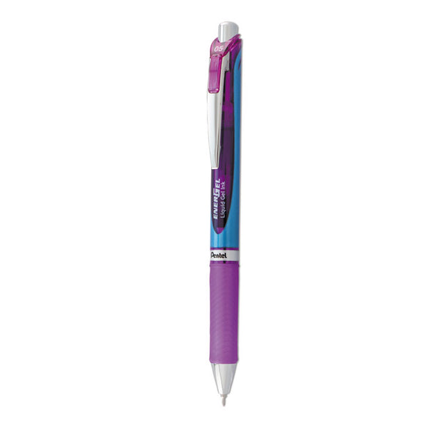 Pentel® EnerGel RTX Gel Pen, Retractable, Fine 0.5 mm Needle Tip, Violet Ink, Violet/Blue Barrel (PENBLN75V)