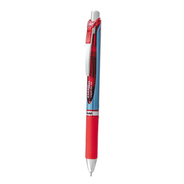 Pentel® EnerGel RTX Gel Pen, Retractable, Medium 0.7 mm Needle Tip, Red Ink, Red/Blue Barrel (PENBLN77B)