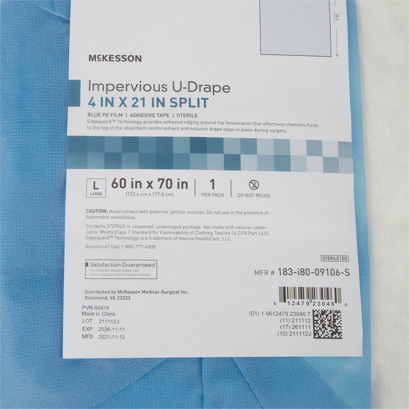 McKesson Orthopedic Drape Impervious U-Drape 60 W X 70 L Inch Sterile (1101275_PK) 1/PK
