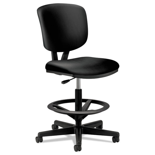 HON® Volt Series Leather Adjustable Task Stool, Supports Up to 275 lb, 22.88" to 32.38" Seat Height, Black (HON5705SB11T)