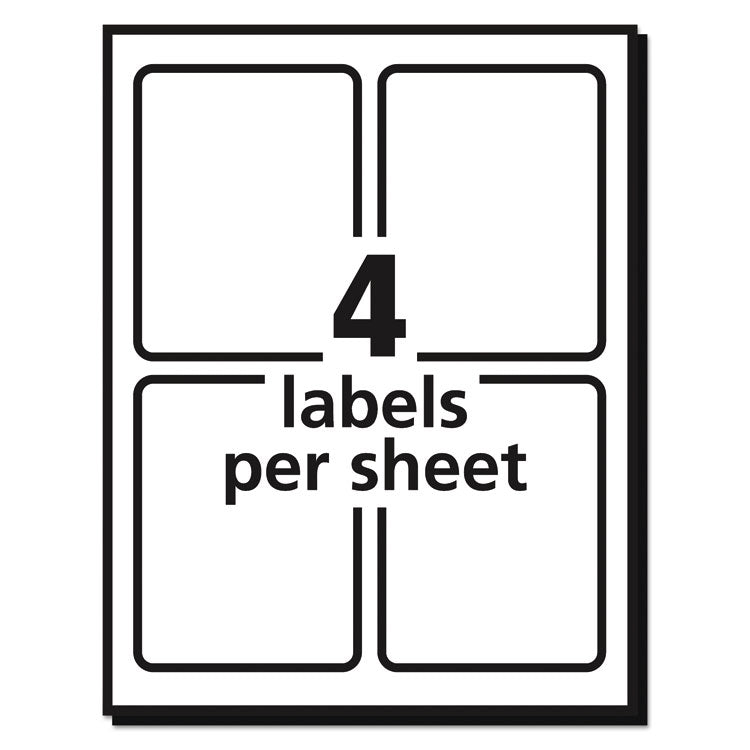 Avery® Vibrant Laser Color-Print Labels w/ Sure Feed, 3.75 x 4.75, White, 100/PK (AVE6878)