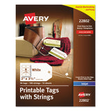 Avery® Printable Rectangular Tags with Strings, 2 x 3.5, Matte White, 96/Pack (AVE22802) Pack of 96