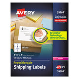 Avery® Repositionable Shipping Labels w/SureFeed, Laser, 3.33 x 4, White, 600/Box (AVE55164)