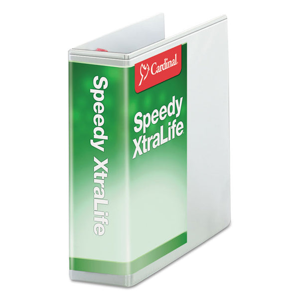 Cardinal® Speedy XtraLife Non-Stick Locking Slant-D Ring Binder, 3 Rings, 3" Capacity, 11 x 8.5, White (CRD59130CB)