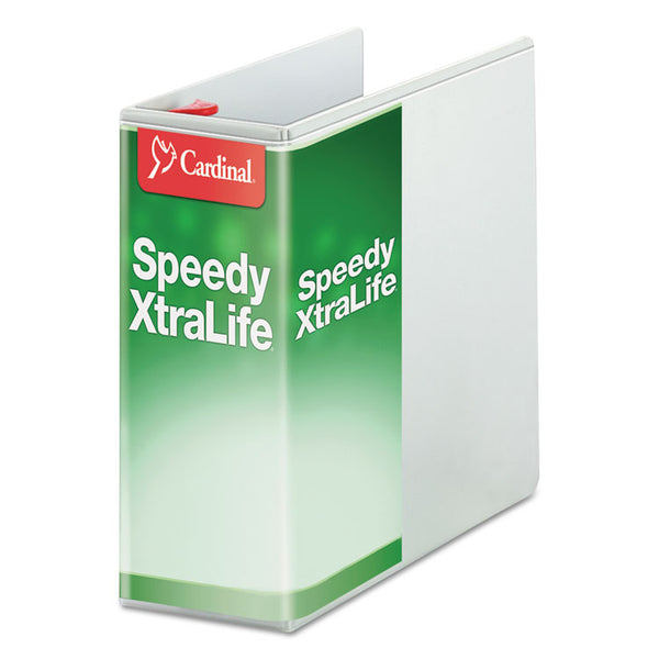 Cardinal® Speedy XtraLife Non-Stick Locking Slant-D Ring Binder, 3 Rings, 5" Capacity, 11 x 8.5, White (CRD59150)