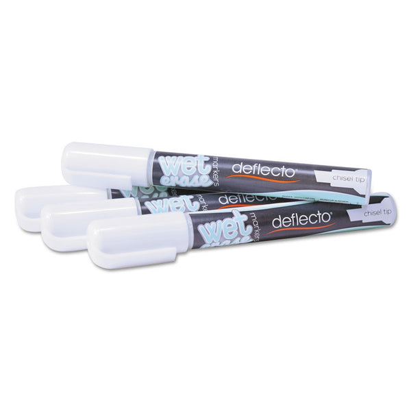 deflecto® Wet Erase Markers, Medium Chisel Tip, White, 4/Pack (DEFSMA510V4WT)