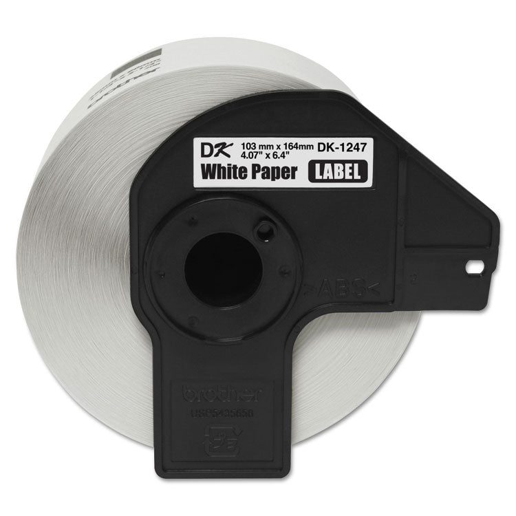 Brother P-Touch® DK1247 Label Tape, 4.07" x 6.4", Black on White, 180 Labels/Roll (BRTDK1247)