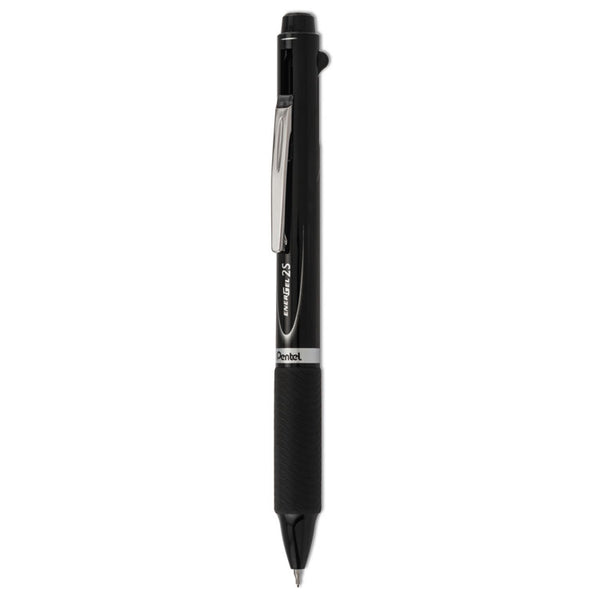 Pentel® EnerGel 2S Multi-Color Gel Pen/Pencil, Retractable, Medium 0.5 mm, Black/Red Ink, Black Barrel (PENBLW355A)