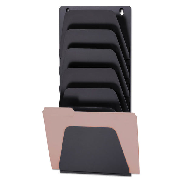 Officemate Wall File Holder, 7 Sections, Legal/Letter Size, 9.43" x 2.88" x 22.38", Black (OIC21505) Each