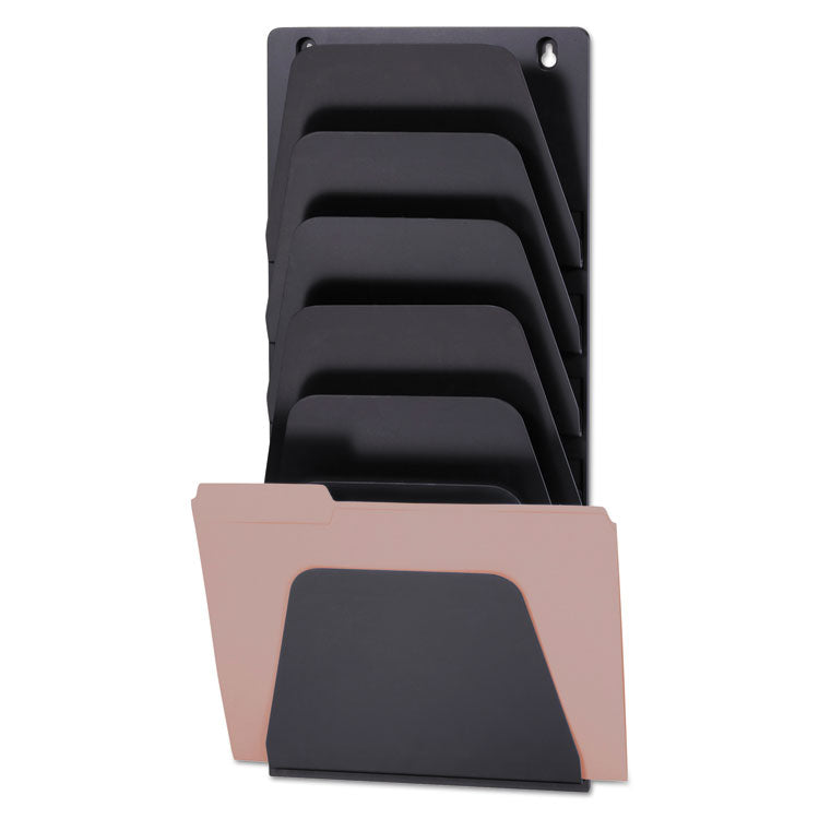 Officemate Wall File Holder, 7 Sections, Legal/Letter Size, 9.43" x 2.88" x 22.38", Black (OIC21505) Each
