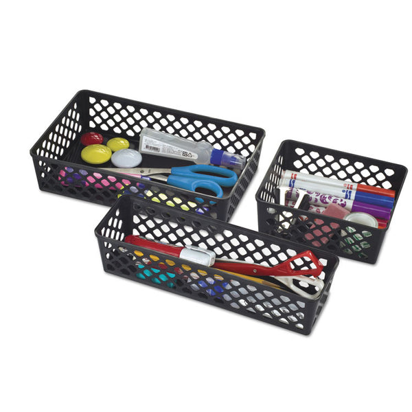 Officemate Recycled Supply Basket, Plastic, 6.13 x 5 x 2.38, Black, 3/Pack (OIC26201) Pack of 3
