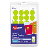 Avery® Printable Self-Adhesive Removable Color-Coding Labels, 0.75" dia, Neon Yellow, 24/Sheet, 42 Sheets/Pack, (5470) (AVE05470)