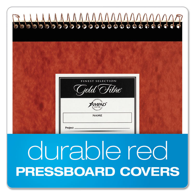 Ampad® Gold Fibre Retro Wirebound Writing Pads, Wide/Legal and Quadrille Rule, Red Cover, 70 White 8.5 x 11.75 Sheets (TOP20008R)