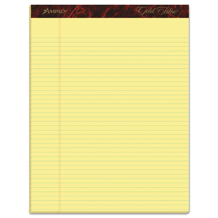 Ampad® Gold Fibre Quality Writing Pads, Narrow Rule, 50 Canary-Yellow 8.5 x 11.75 Sheets, Dozen (TOP20022)