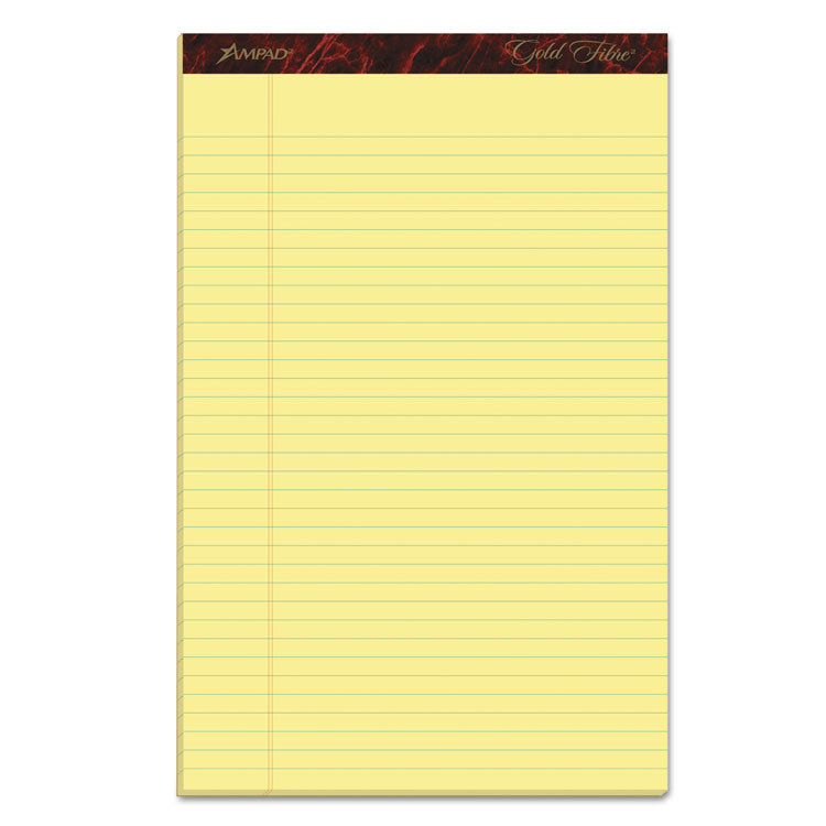 Ampad® Gold Fibre Quality Writing Pads, Wide/Legal Rule, 50 Canary-Yellow 8.5 x 14 Sheets, Dozen (TOP20030)