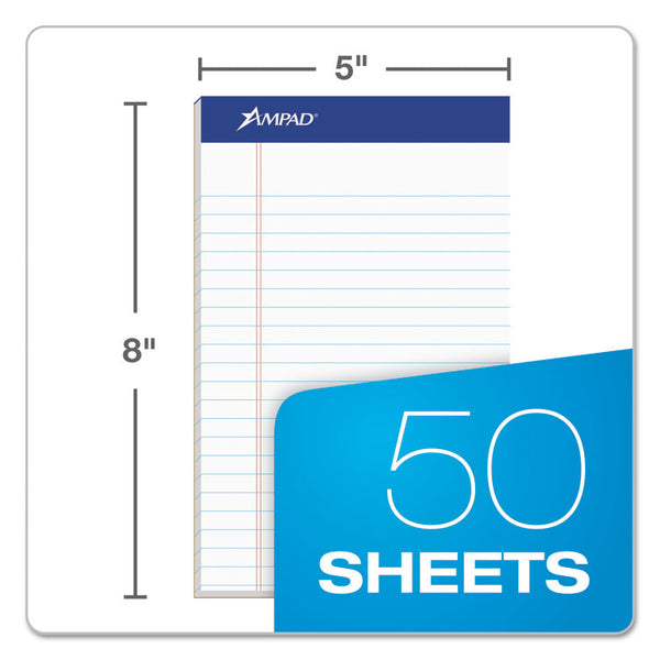 Ampad® Recycled Writing Pads, Narrow Rule, Politex Green Kelsu Headband, 50 White 5 x 8 Sheets, Dozen (TOP20154)