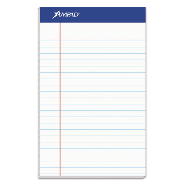 Ampad® Recycled Writing Pads, Narrow Rule, Politex Green Kelsu Headband, 50 White 5 x 8 Sheets, Dozen (TOP20154)