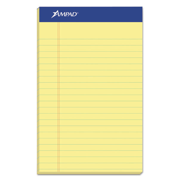Ampad® Perforated Writing Pads, Narrow Rule, 50 Canary-Yellow 5 x 8 Sheets, Dozen (TOP20204)